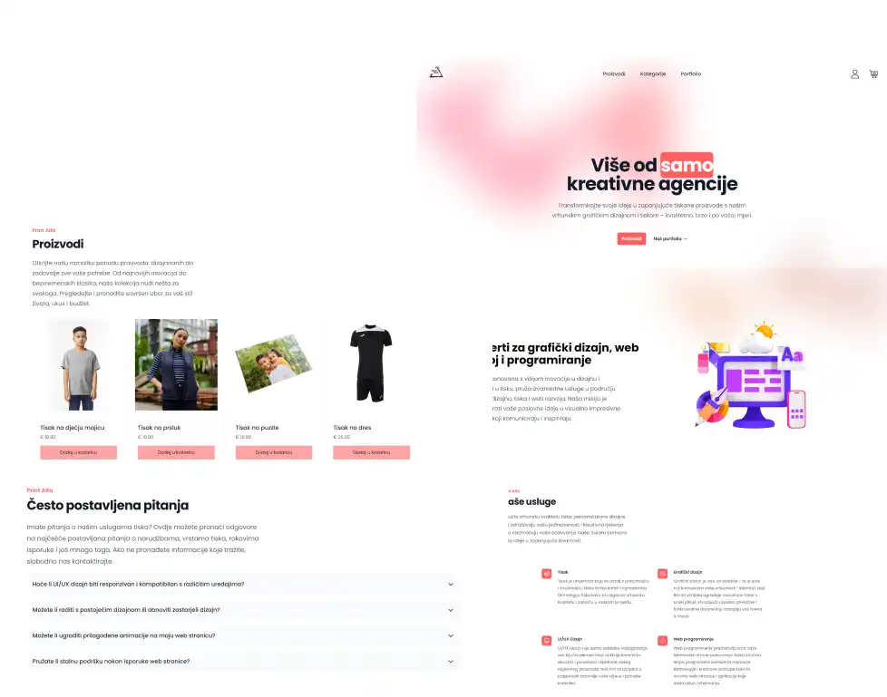 An image of the Print Alfa Webshop project.